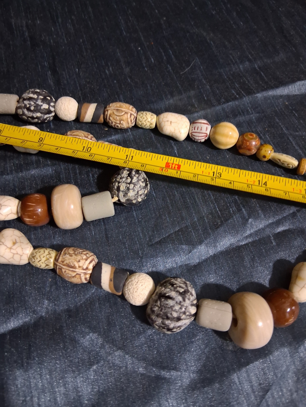 Vintage Rare Handmade Multicolor Stone & Wood Bead Necklace - Neutral Tones - Picture 16 of 16